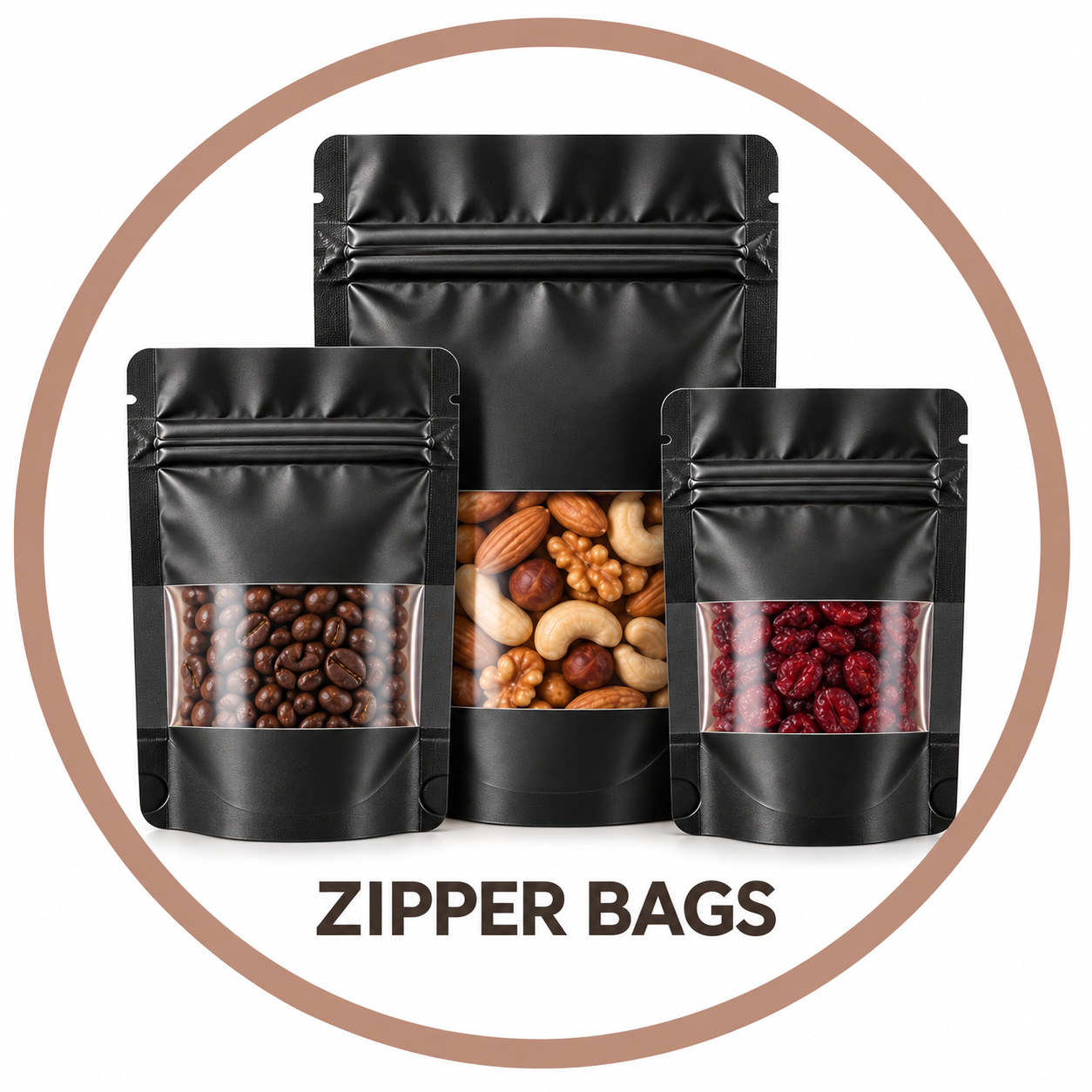 Black Zipper Bags