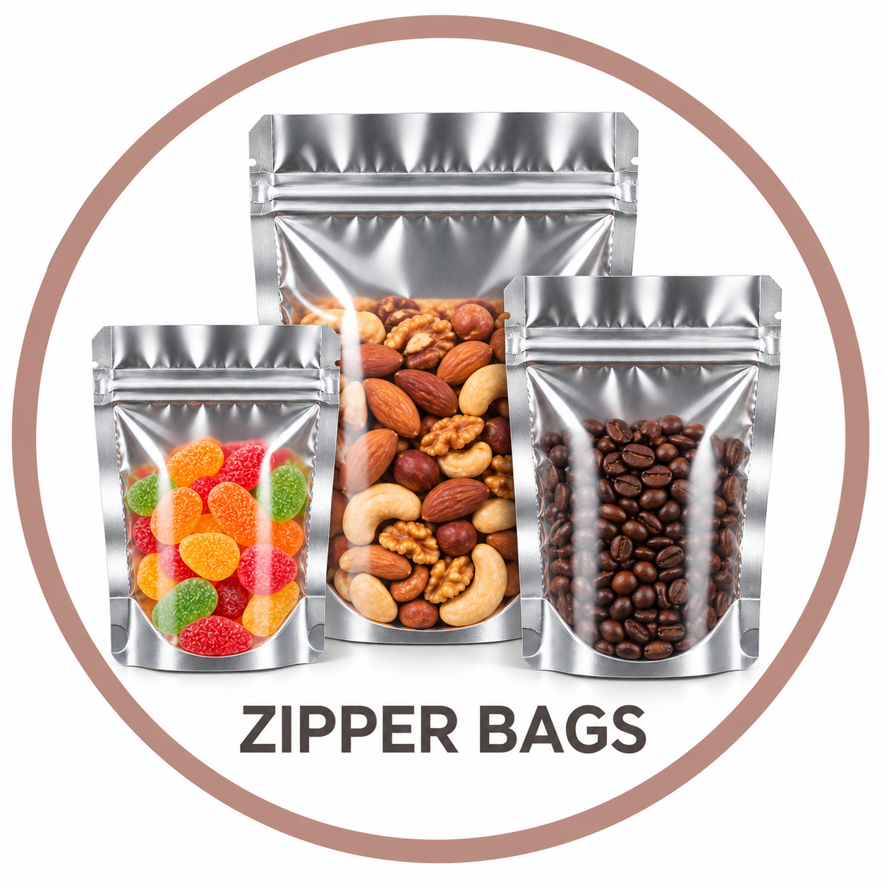 Silver Zipper Bags